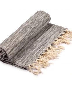 Hilana: Upcycled Cotton Home Goods Yalova Upcycled Marbled Turkish Towel / Blanket - Black