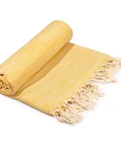 Hilana: Upcycled Cotton Yalova Upcycled Marbled Turkish Towel / Blanket - Yellow Best Sellers