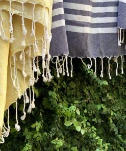 Hilana: Upcycled Cotton Yalova Upcycled Marbled Turkish Towel / Blanket - Yellow Best Sellers