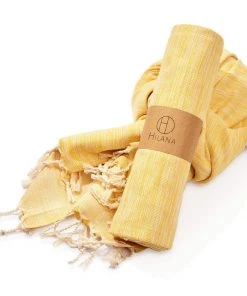 Hilana: Upcycled Cotton Yalova Upcycled Marbled Turkish Towel / Blanket - Yellow Best Sellers