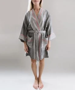 Home & Loft Tribeca Short Turkish Robe - Charcoal Best Sellers