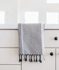 Home & Loft Tribeca Turkish Hand Towel - Gray Stripe