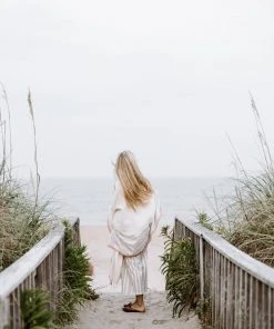 Home & Loft Tribeca Short Turkish Robe - Ivory + Cherry Best Sellers