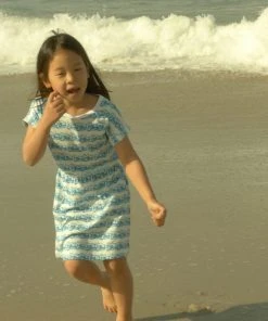 Honey Cake Tiger Kids' Hello Fun Wave Short Sleeve Dress