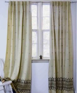 Ichcha Handcrafted Border Creme Black Curtain