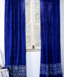Ichcha Handcrafted Border Indigo Curtain