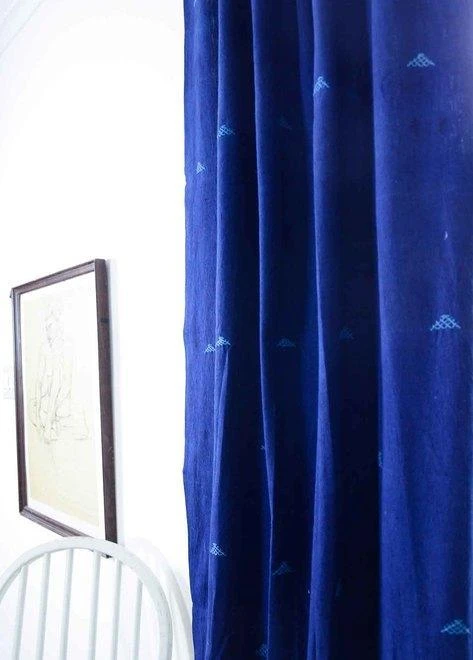 Ichcha Handcrafted Border Indigo Curtain 2 Ichcha Handcrafted Border Indigo Curtain