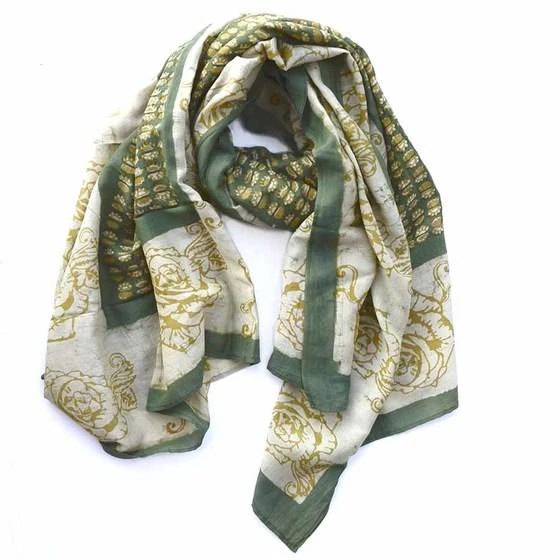Ichcha Accessories Green Rose Scarf Ichcha Accessories Green Rose Scarf