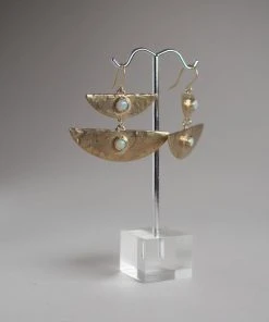 Iron Oxide Stacked Moon Earrings