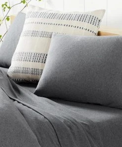 Coyuchi Home Goods Jersey Envelope Pillowcase Set - Charcoal Heather