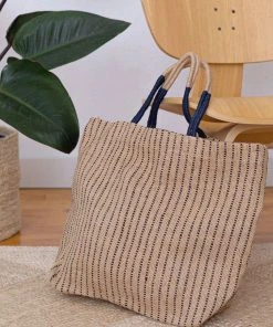 Will & Atlas Accessories Jute Shopper - Indigo Stripes