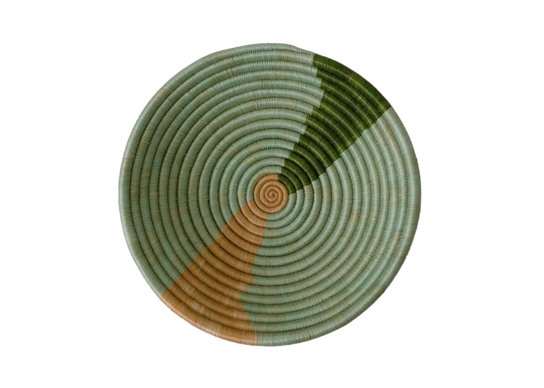 KAZI Apricot + Olive Striped Medium Round Basket Home Goods 1 KAZI Apricot + Olive Striped Medium Round Basket Home Goods