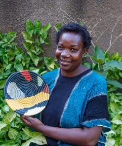 KAZI Medium Mod Abstract Round Basket 9 KAZI Medium Mod Abstract Round Basket