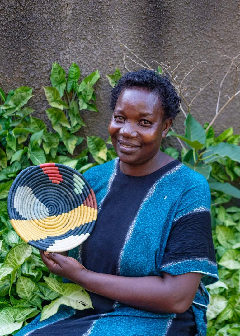 KAZI Medium Mod Abstract Round Basket 5 KAZI Medium Mod Abstract Round Basket