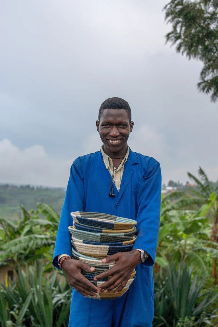 KAZI Medium Silver Blue Umuseke Round Basket Home Goods 5 KAZI Medium Silver Blue Umuseke Round Basket Home Goods