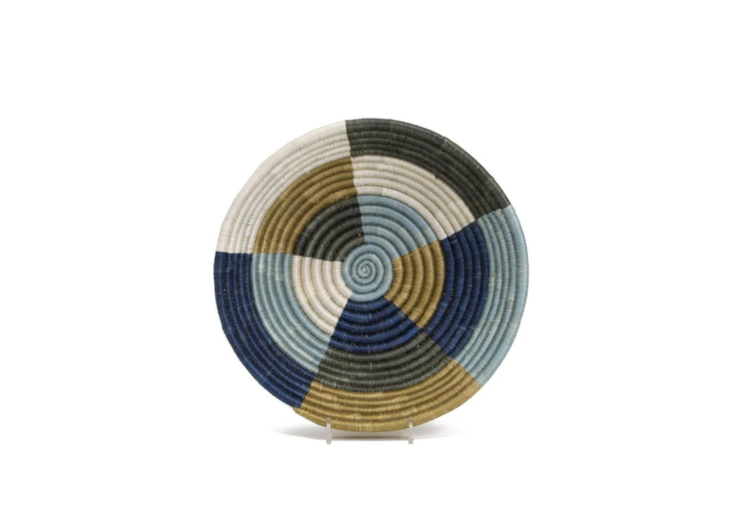 KAZI Medium Silver Blue Umuseke Round Basket Home Goods 1 KAZI Medium Silver Blue Umuseke Round Basket Home Goods
