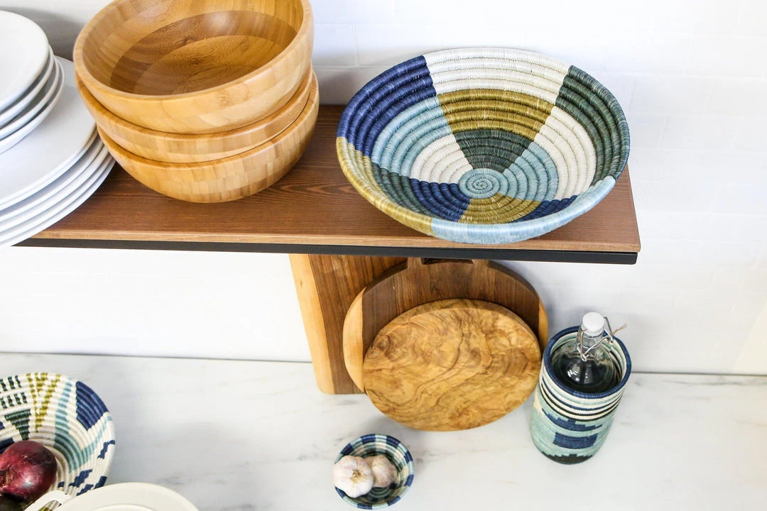 KAZI Medium Silver Blue Umuseke Round Basket Home Goods 3 KAZI Medium Silver Blue Umuseke Round Basket Home Goods