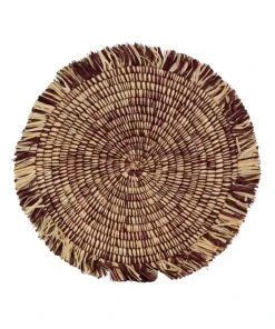 KAZI Home Goods Burgundy Heathered Fringed Charger