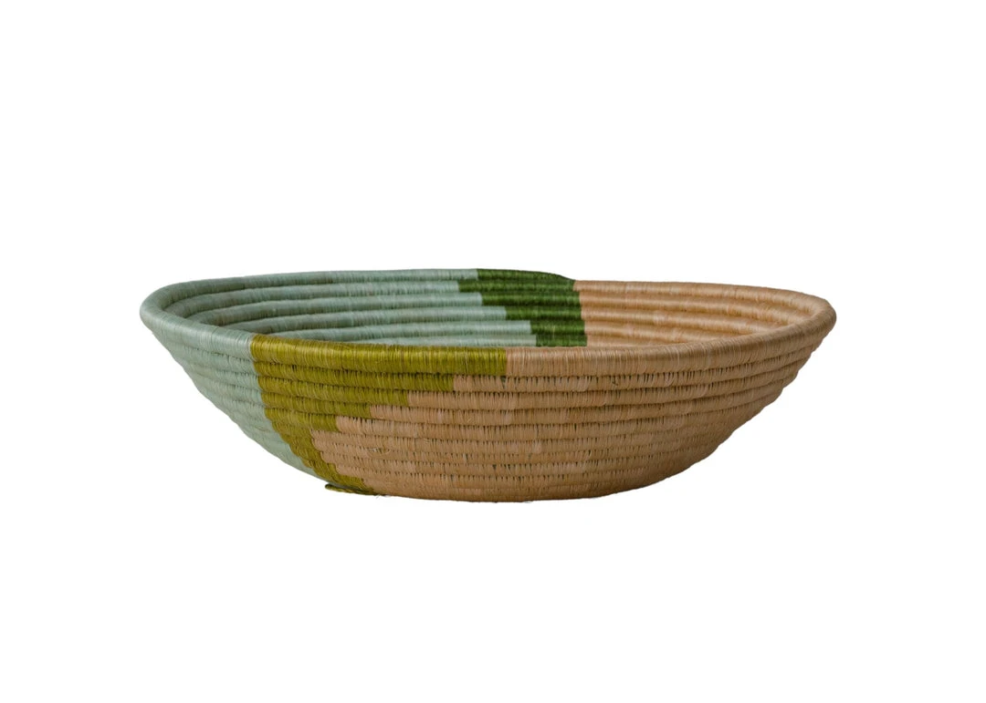 KAZI Home Goods Apricot + Seafoam Large Round Basket 2 KAZI Home Goods Apricot + Seafoam Large Round Basket