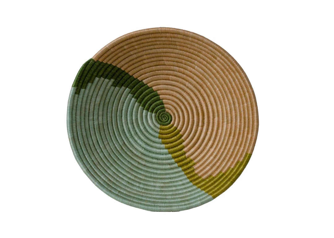 KAZI Home Goods Apricot + Seafoam Large Round Basket 1 KAZI Home Goods Apricot + Seafoam Large Round Basket