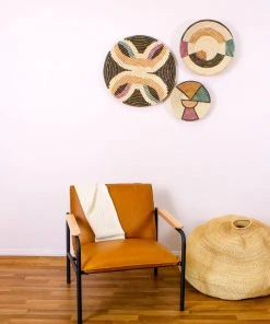 KAZI Home Goods Large Lilac + Neutrals Round Basket