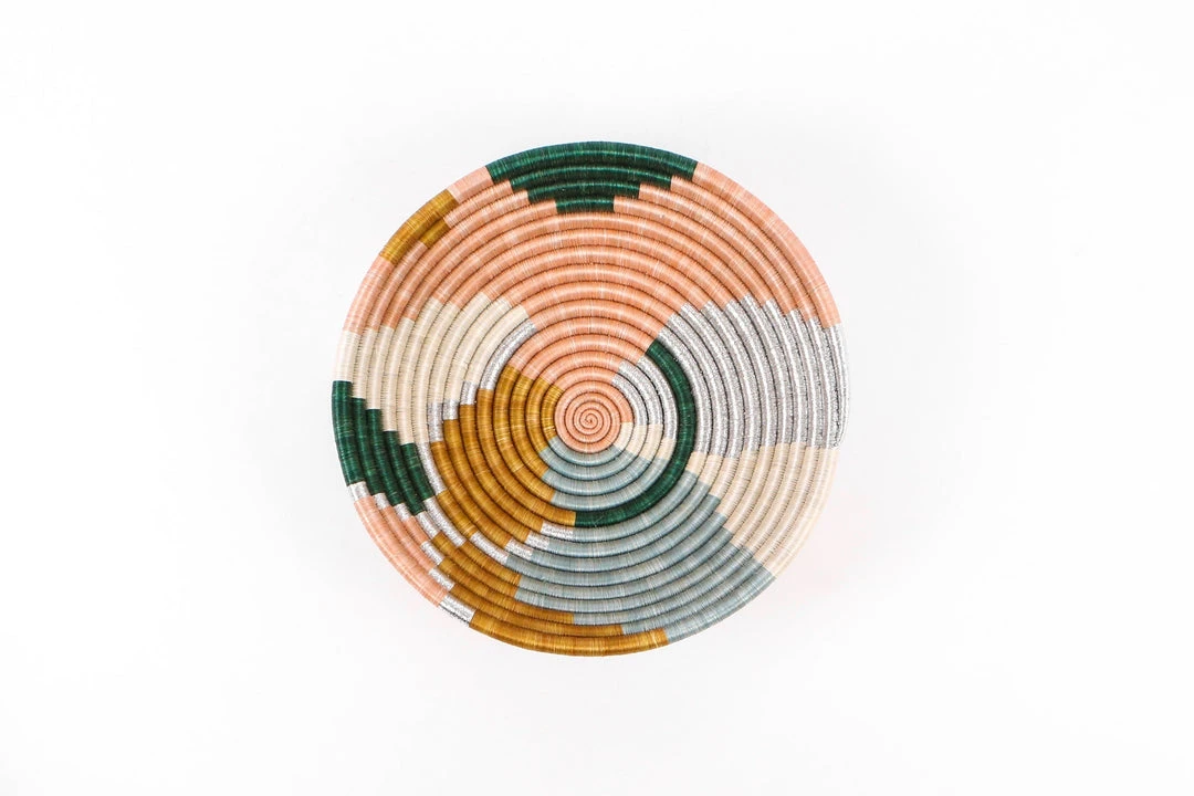 KAZI Large Metallic Floret Kijani Round Basket Home Goods 1 KAZI Large Metallic Floret Kijani Round Basket Home Goods