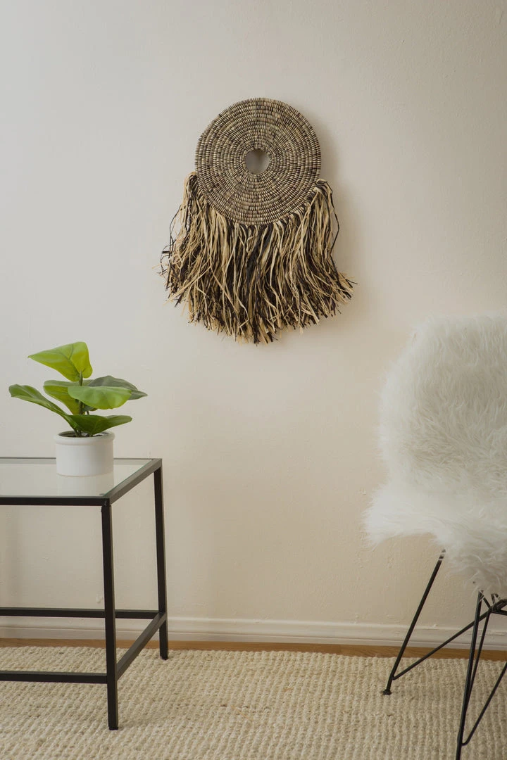 KAZI Home Goods Small Black Woven Wall Disc Art 1 KAZI Home Goods Small Black Woven Wall Disc Art