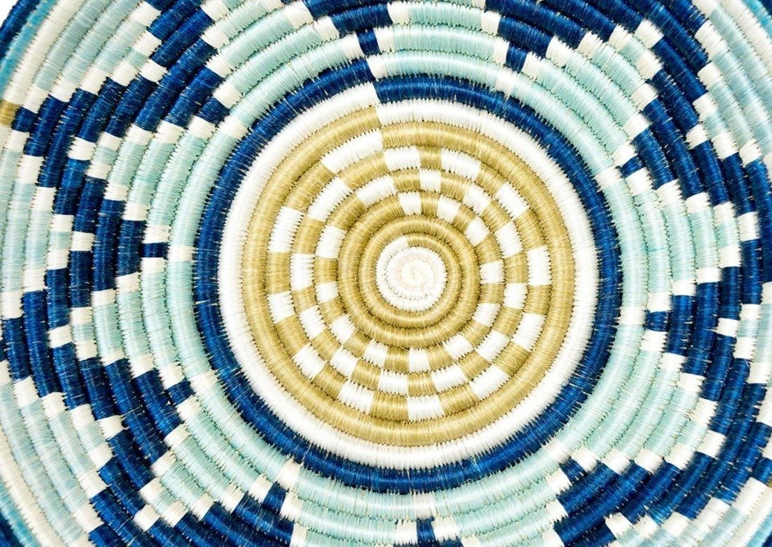 KAZI Extra Large Silver Blue + Navy Round Basket Home Goods 5 KAZI Extra Large Silver Blue + Navy Round Basket Home Goods