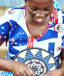 KAZI Extra Large Silver Blue + Navy Round Basket Home Goods 11 KAZI Extra Large Silver Blue + Navy Round Basket Home Goods