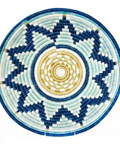 KAZI Extra Large Silver Blue + Navy Round Basket Home Goods