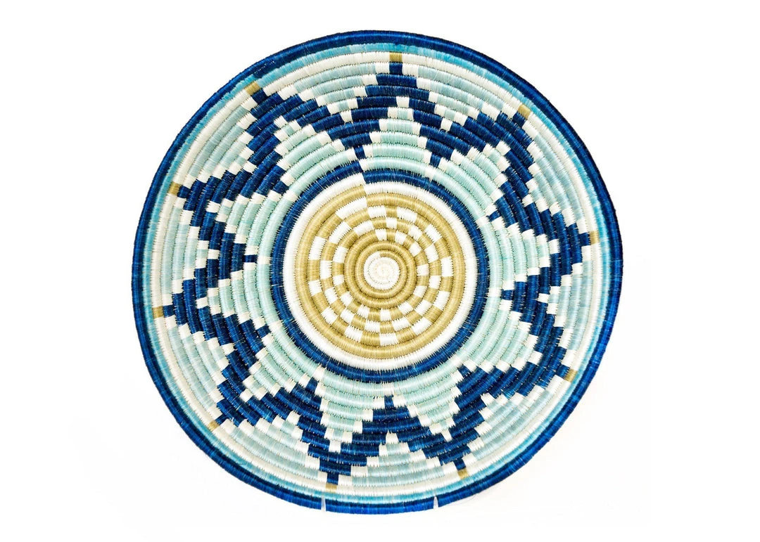 KAZI Extra Large Silver Blue + Navy Round Basket Home Goods 1 KAZI Extra Large Silver Blue + Navy Round Basket Home Goods