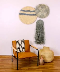 KAZI Large Opal Gray Sanaa Woven Wall Plate