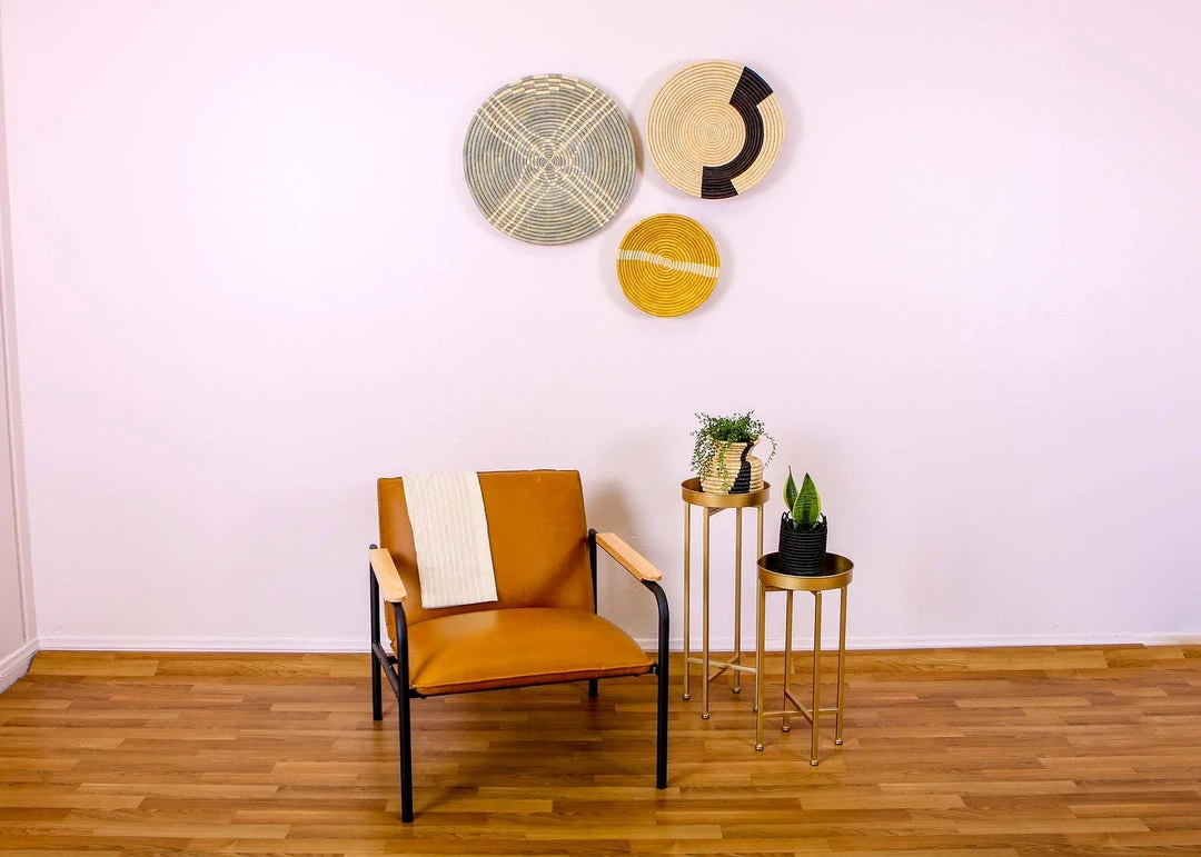 KAZI Large Opal Gray Sanaa Woven Wall Plate 3 KAZI Large Opal Gray Sanaa Woven Wall Plate