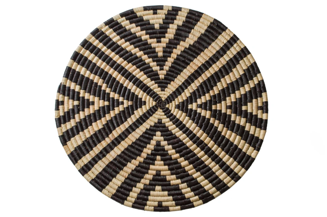 KAZI Black + Natural Geo Wall Basket 1 KAZI Black + Natural Geo Wall Basket