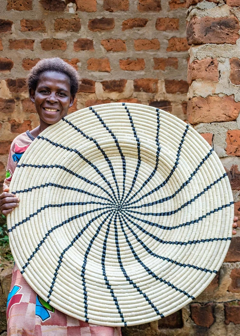 KAZI Jumbo Black Shujaa Woven Wall Plate Home Goods 2 KAZI Jumbo Black Shujaa Woven Wall Plate Home Goods