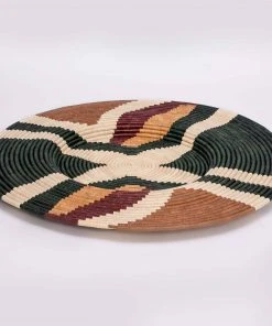 KAZI Home Goods Jumbo Forest Green + Burgundy Tabia Woven Wall Plate