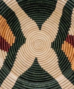 KAZI Home Goods Jumbo Forest Green + Burgundy Tabia Woven Wall Plate