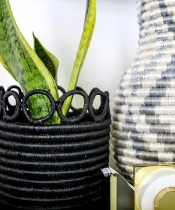 KAZI Small Black Hooped Planter