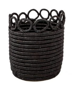 KAZI Small Black Hooped Planter