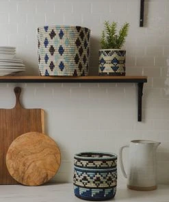 KAZI Small Silver Blue Planter Home Goods