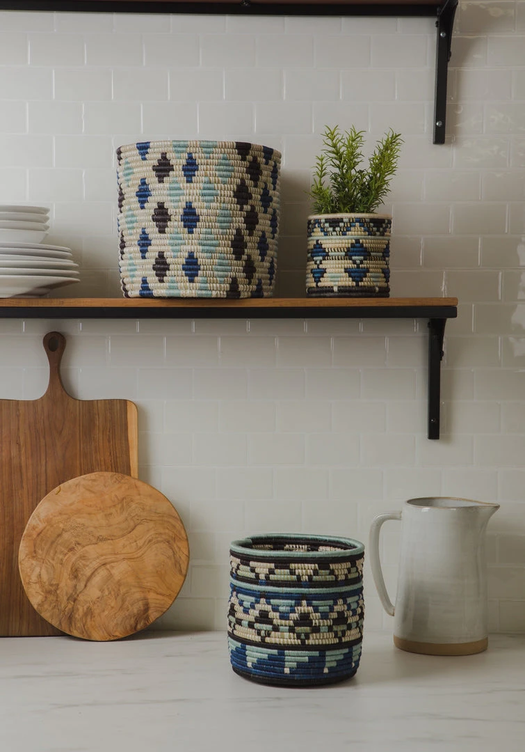 KAZI Small Silver Blue Planter Home Goods 2 KAZI Small Silver Blue Planter Home Goods