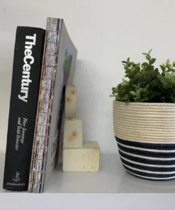 KAZI Natural + Navy Striped Planter