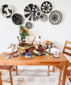 KAZI Small Black + White Fani Round Basket Home Goods