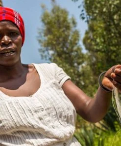 KAZI Small Black + White Fani Round Basket Home Goods