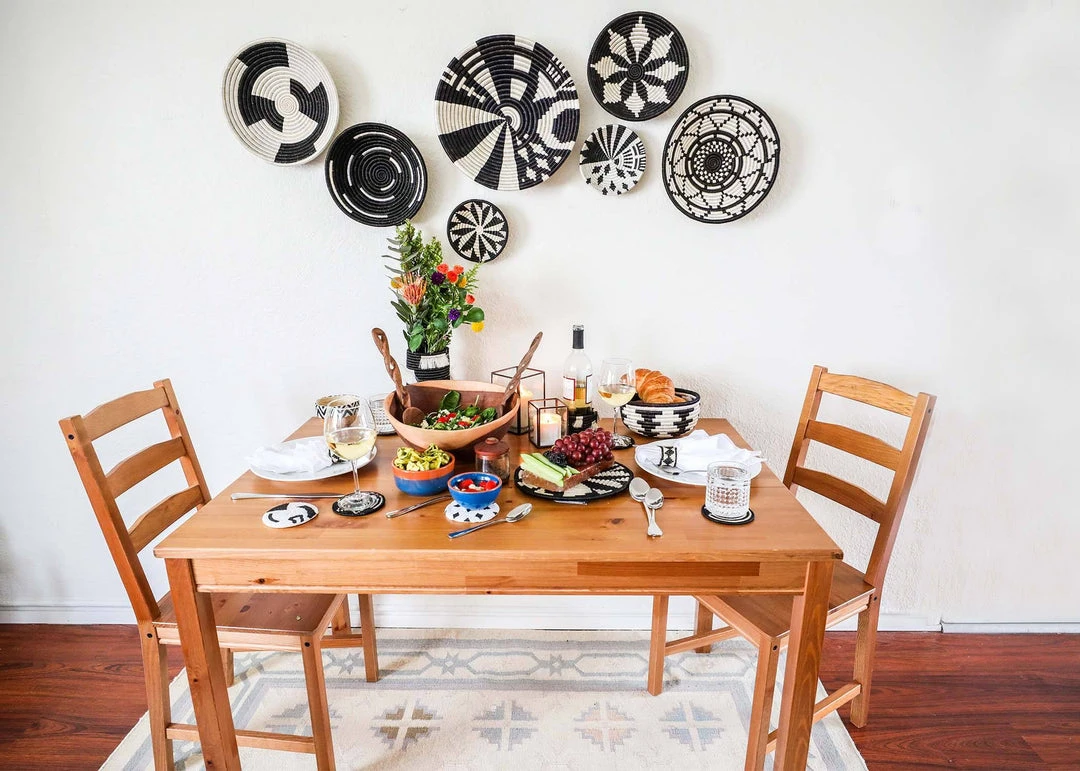 KAZI Home Goods Small Black + White Virunga Round Basket 3 KAZI Home Goods Small Black + White Virunga Round Basket