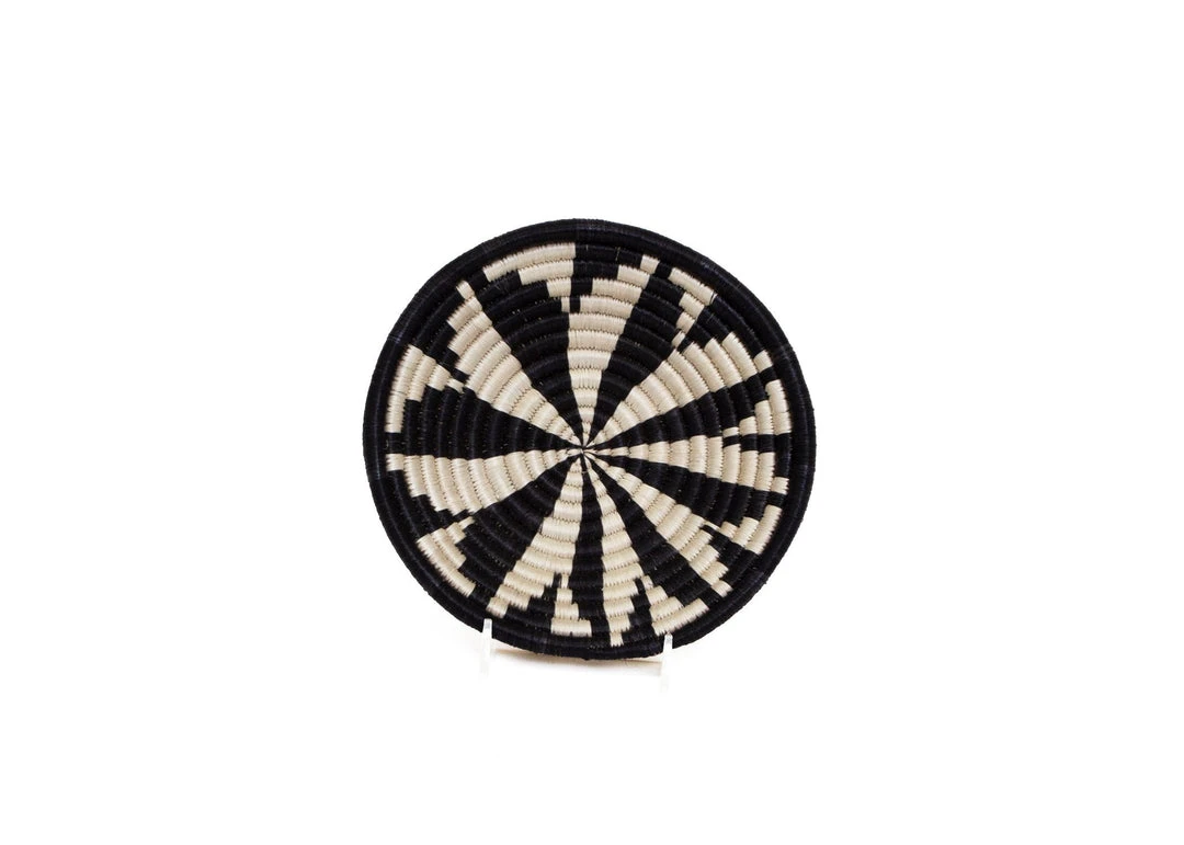 KAZI Home Goods Small Black + White Virunga Round Basket 1 KAZI Home Goods Small Black + White Virunga Round Basket