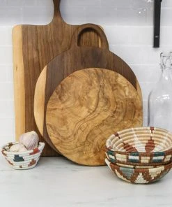 KAZI Home Goods Small Cocoa + Gray Jadi Round Basket