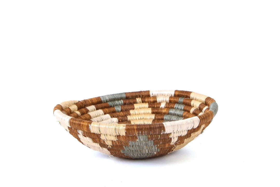 KAZI Home Goods Small Cocoa + Gray Jadi Round Basket 4 KAZI Home Goods Small Cocoa + Gray Jadi Round Basket