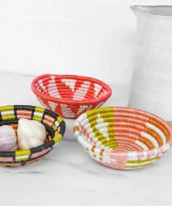 KAZI Small Coral Virunga Round Basket Home Goods