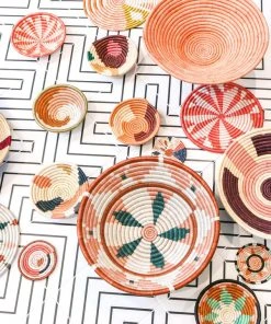 KAZI Small Coral Virunga Round Basket Home Goods